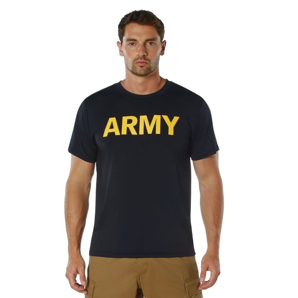 Black Short-Sleeve ARMY Graphic Tee with Yellow Print